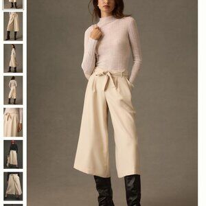 Maeve Tie-Waist Culottes beige size 4 Anthropologie